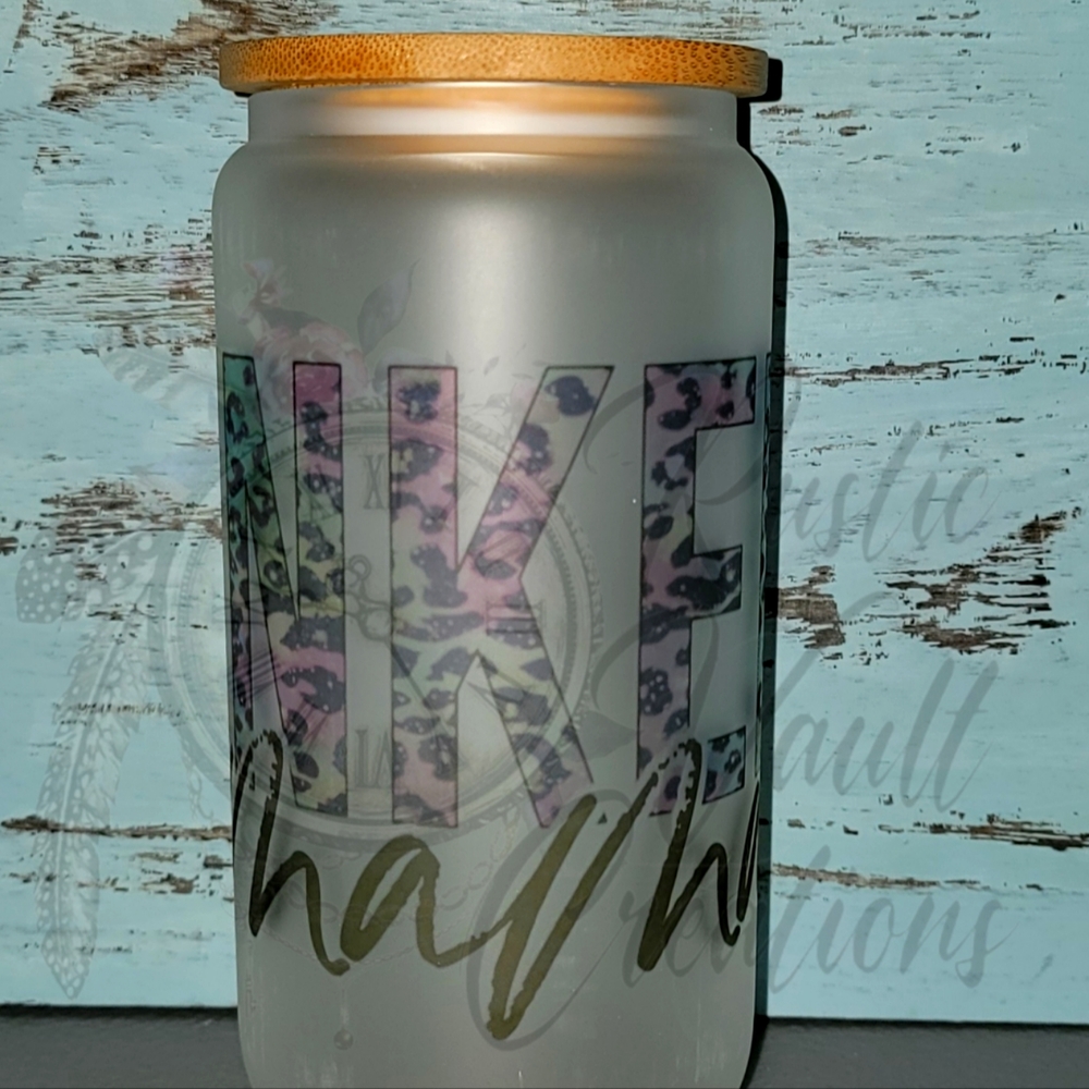 🆕 16 oz FROSTED GLASS TUMBLER